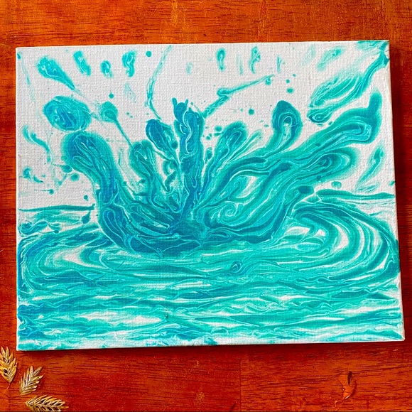 Water drop Original pouring fluid painting hand made - Picture 3 of 4